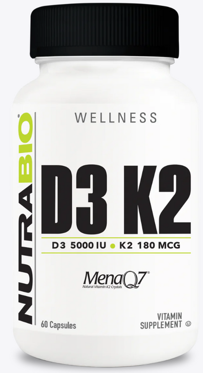 Nutrabio Vitamin D3 K2 (5000 IU D3, 180 MCG K2)